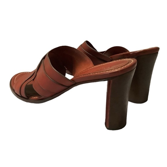 COLE HAAN HEELS Vintage Oxblood Red Leather Woven Slides Mules 90's Size 9 - Picture 4 of 9